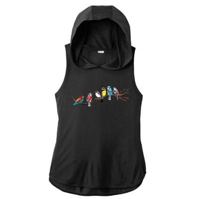 Birds On A Branch Birding Bird Watching Bird Watcher Ladies PosiCharge Tri-Blend Wicking Draft Hoodie Tank