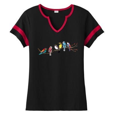 Birds On A Branch Birding Bird Watching Bird Watcher Ladies Halftime Notch Neck Tee