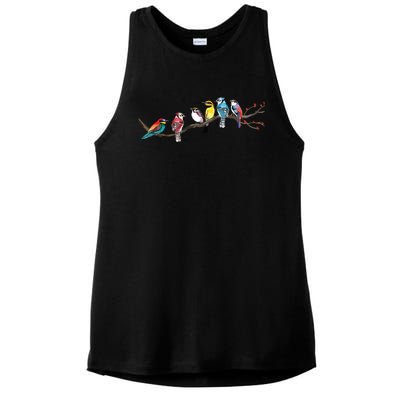 Birds On A Branch Birding Bird Watching Bird Watcher Ladies PosiCharge Tri-Blend Wicking Tank