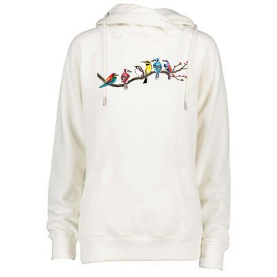 Birds On A Branch Birding Bird Watching Bird Watcher Womens Funnel Neck Pullover Hood