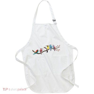 Birds On A Branch Birding Bird Watching Bird Watcher Full-Length Apron With Pockets