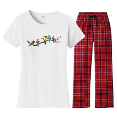 Birds On A Branch Birding Bird Watching Bird Watcher Women's Flannel Pajama Set