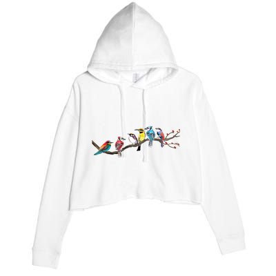 Birds On A Branch Birding Bird Watching Bird Watcher Crop Fleece Hoodie