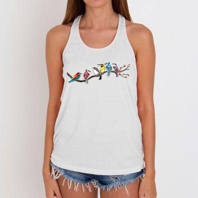 Birds On A Branch Birding Bird Watching Bird Watcher Women's Knotted Racerback Tank