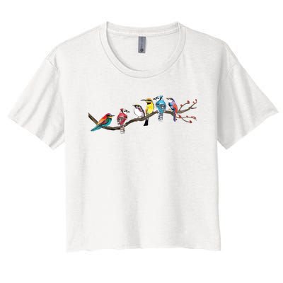 Birds On A Branch Birding Bird Watching Bird Watcher Women's Crop Top Tee