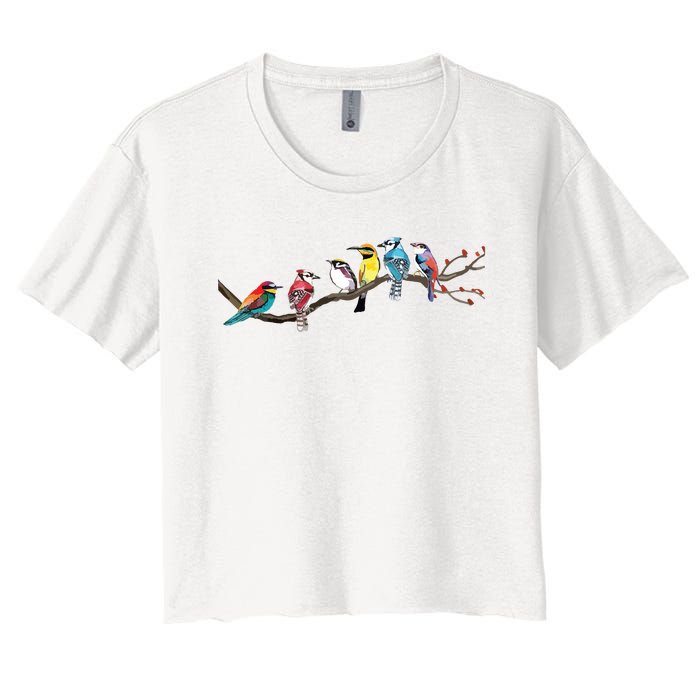 Birds On A Branch Birding Bird Watching Bird Watcher Women's Crop Top Tee