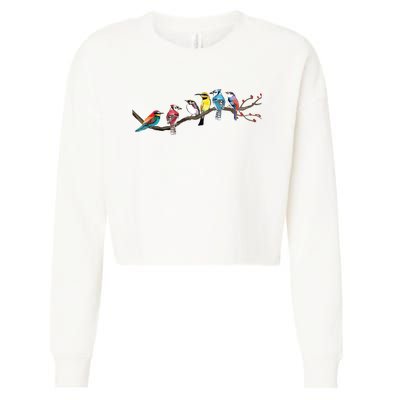 Birds On A Branch Birding Bird Watching Bird Watcher Cropped Pullover Crew