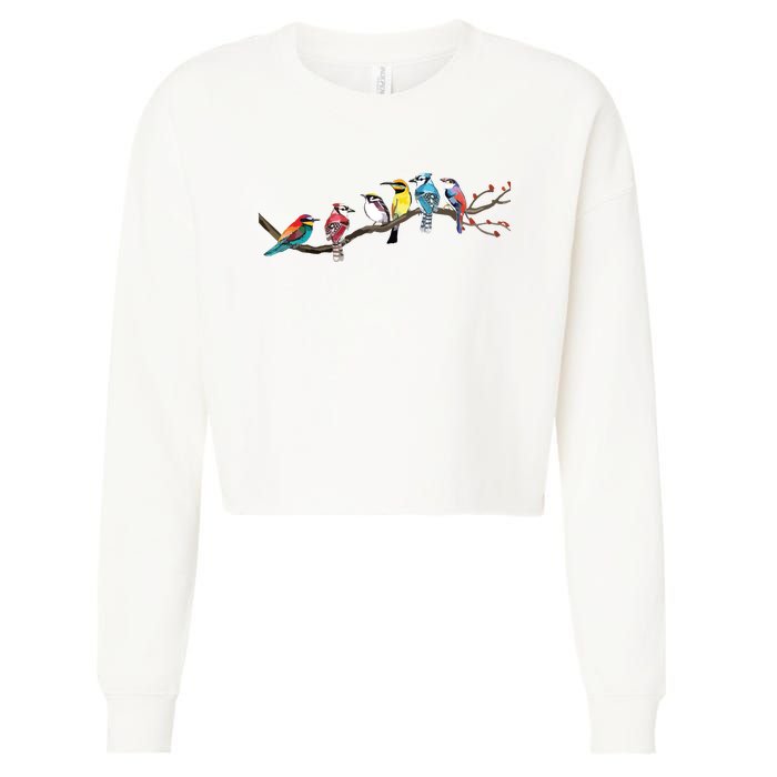 Birds On A Branch Birding Bird Watching Bird Watcher Cropped Pullover Crew