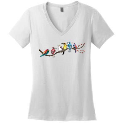 Birds On A Branch Birding Bird Watching Bird Watcher Women's V-Neck T-Shirt