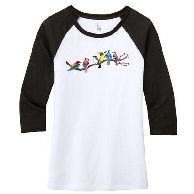 Birds On A Branch Birding Bird Watching Bird Watcher Women's Tri-Blend 3/4-Sleeve Raglan Shirt