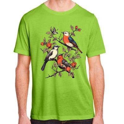 Birds On A Tree Branch Birding Bird Watching Bird Adult ChromaSoft Performance T-Shirt