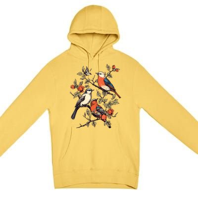 Birds On A Tree Branch Birding Bird Watching Bird Premium Pullover Hoodie