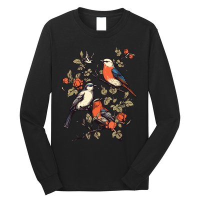 Birds On A Tree Branch Birding Bird Watching Bird Long Sleeve Shirt