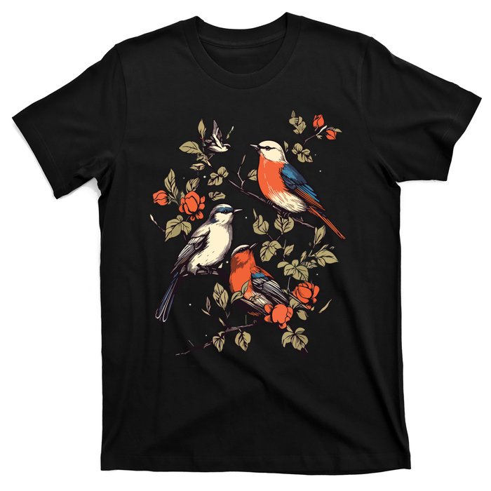 Birds On A Tree Branch Birding Bird Watching Bird T-Shirt