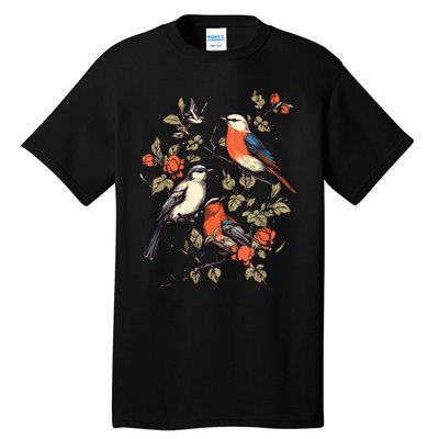 Birds On A Tree Branch Birding Bird Watching Bird Tall T-Shirt