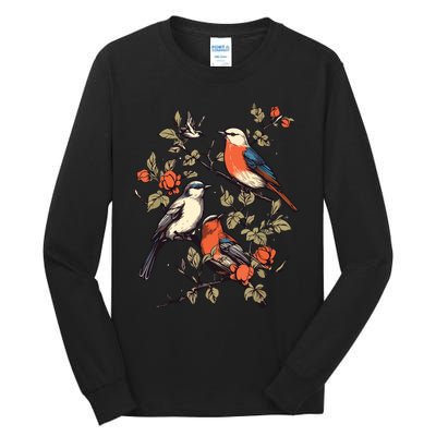 Birds On A Tree Branch Birding Bird Watching Bird Tall Long Sleeve T-Shirt