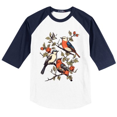 Birds On A Tree Branch Birding Bird Watching Bird Baseball Sleeve Shirt