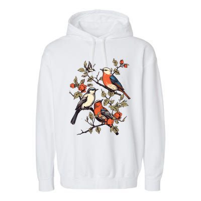 Birds On A Tree Branch Birding Bird Watching Bird Garment-Dyed Fleece Hoodie