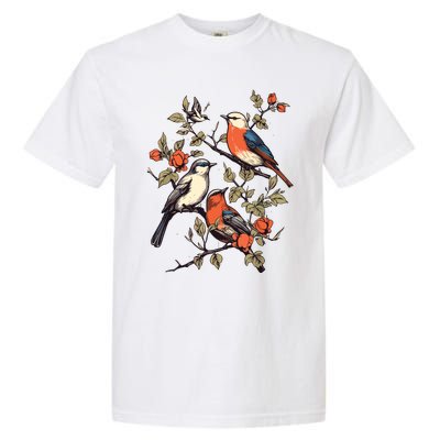 Birds On A Tree Branch Birding Bird Watching Bird Garment-Dyed Heavyweight T-Shirt