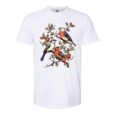 Birds On A Tree Branch Birding Bird Watching Bird Softstyle CVC T-Shirt