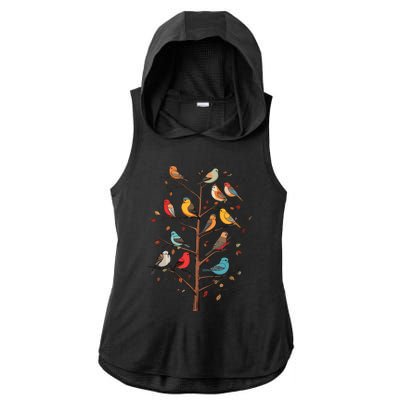 Birds On A Tree Branch Birding Bird Watching Bird Ladies PosiCharge Tri-Blend Wicking Draft Hoodie Tank