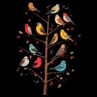 Birds On A Tree Branch Birding Bird Watching Bird 7-Panel Snapback Hat