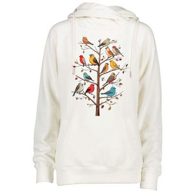 Birds On A Tree Branch Birding Bird Watching Bird Womens Funnel Neck Pullover Hood