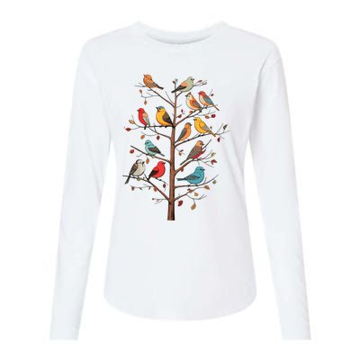 Birds On A Tree Branch Birding Bird Watching Bird Womens Cotton Relaxed Long Sleeve T-Shirt