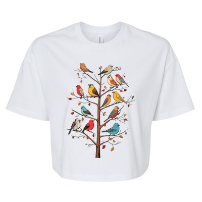 Birds On A Tree Branch Birding Bird Watching Bird Bella+Canvas Jersey Crop Tee