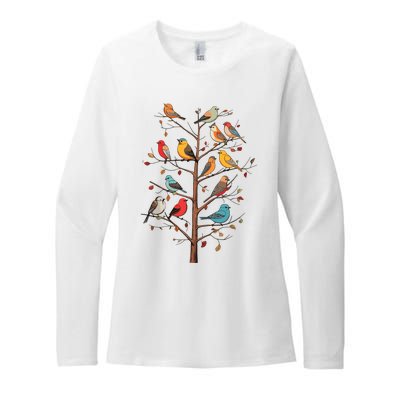 Birds On A Tree Branch Birding Bird Watching Bird Womens CVC Long Sleeve Shirt