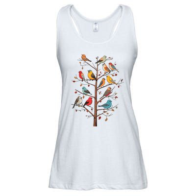 Birds On A Tree Branch Birding Bird Watching Bird Ladies Essential Flowy Tank