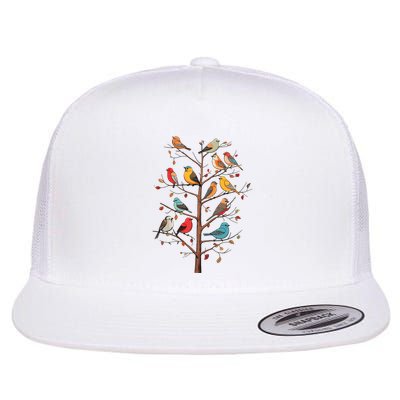 Birds On A Tree Branch Birding Bird Watching Bird Flat Bill Trucker Hat