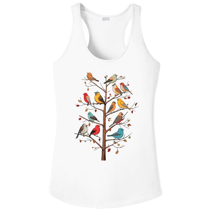 Birds On A Tree Branch Birding Bird Watching Bird Ladies PosiCharge Competitor Racerback Tank