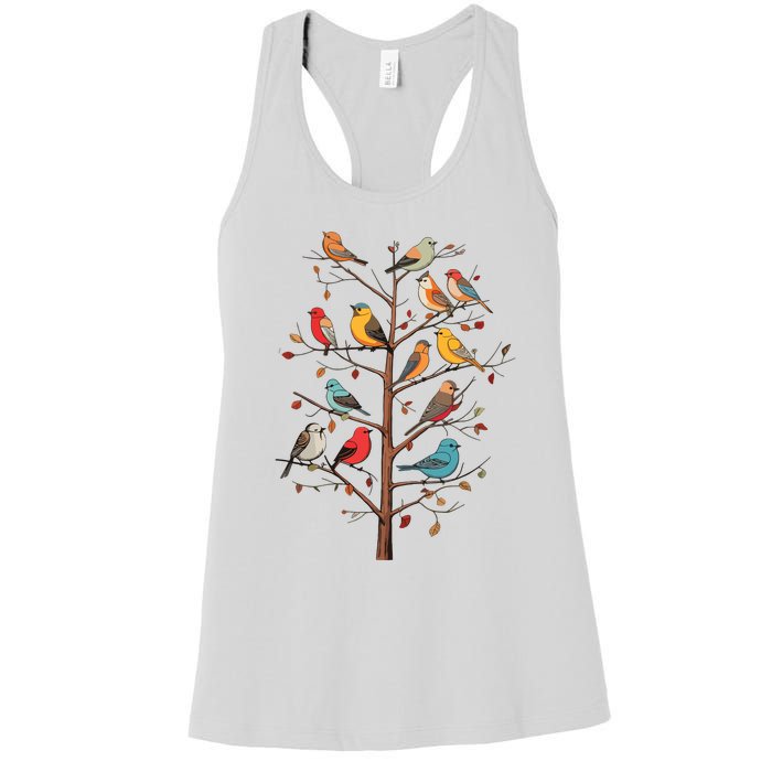 Birds On A Tree Branch Birding Bird Watching Bird Women's Racerback Tank