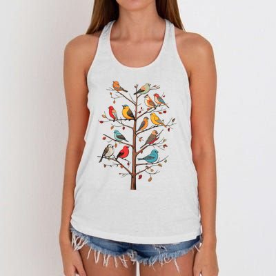 Birds On A Tree Branch Birding Bird Watching Bird Women's Knotted Racerback Tank