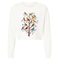 Birds On A Tree Branch Birding Bird Watching Bird Cropped Pullover Crew