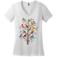 Birds On A Tree Branch Birding Bird Watching Bird Women's V-Neck T-Shirt