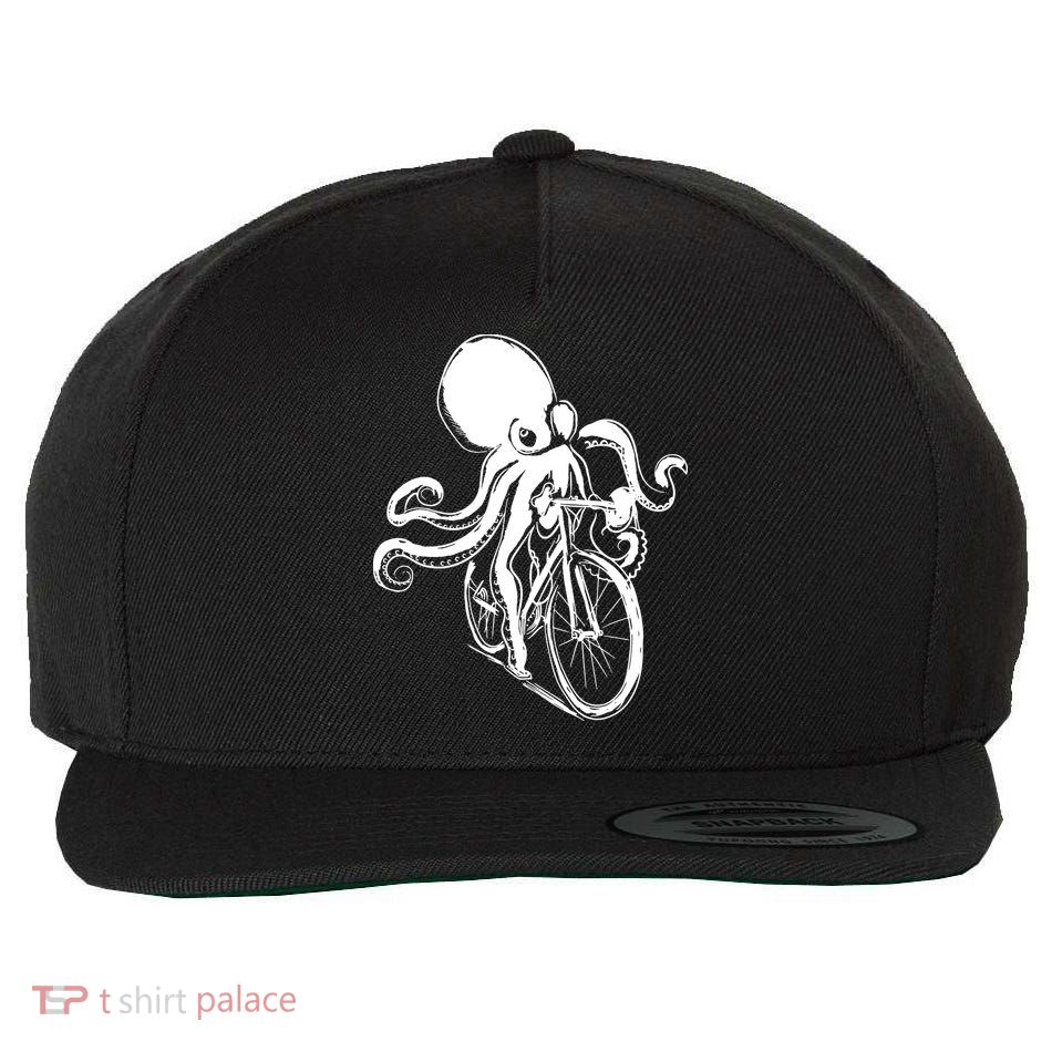 Bicycle Octopus Art Cyclist Wool Snapback Cap
