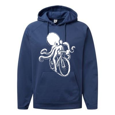 Bicycle Octopus Art Cyclist Performance Fleece Hoodie