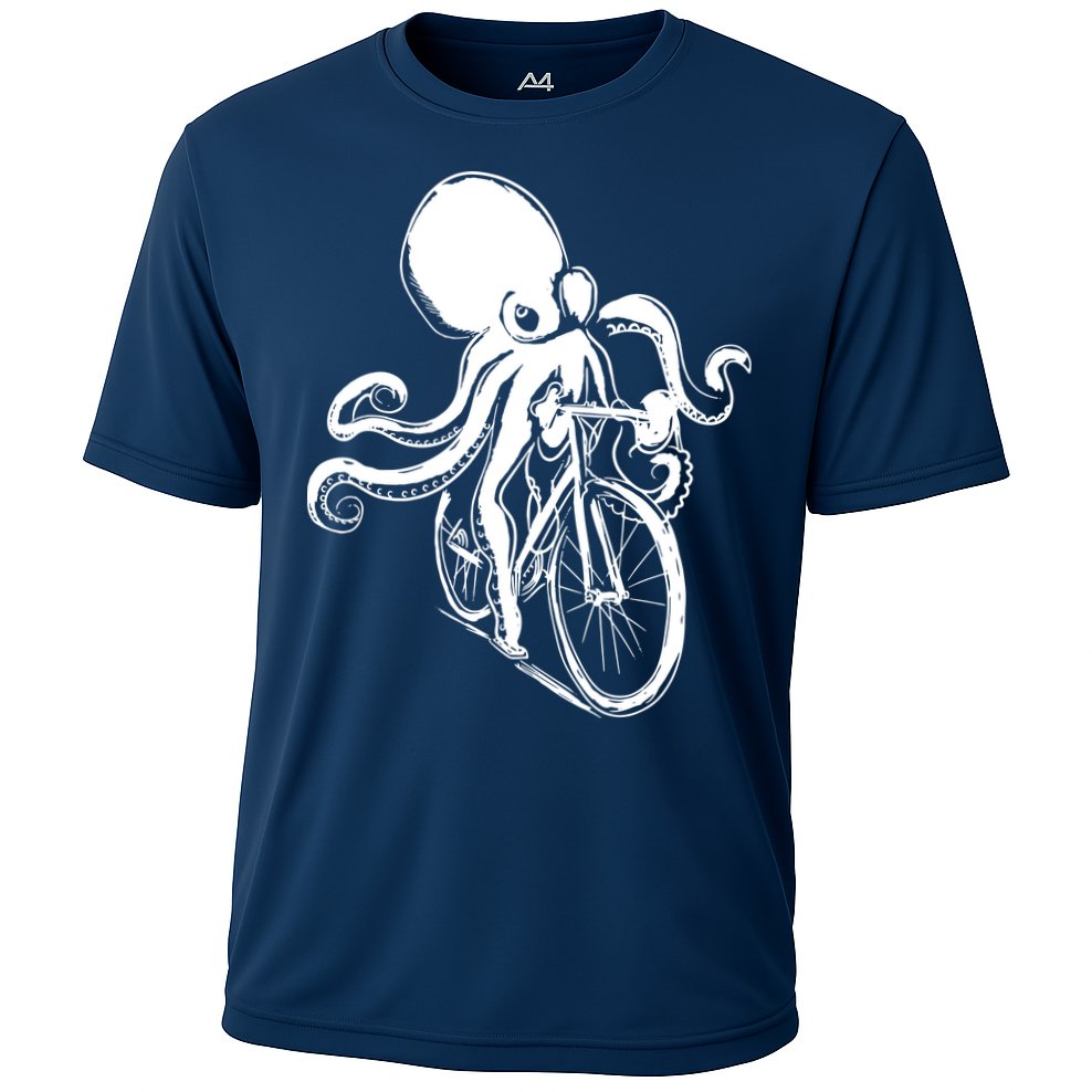 Bicycle Octopus Art Cyclist Cooling Performance Crew T-Shirt