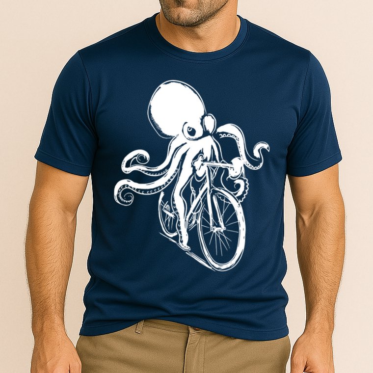 Bicycle Octopus Art Cyclist Cooling Performance Crew T-Shirt
