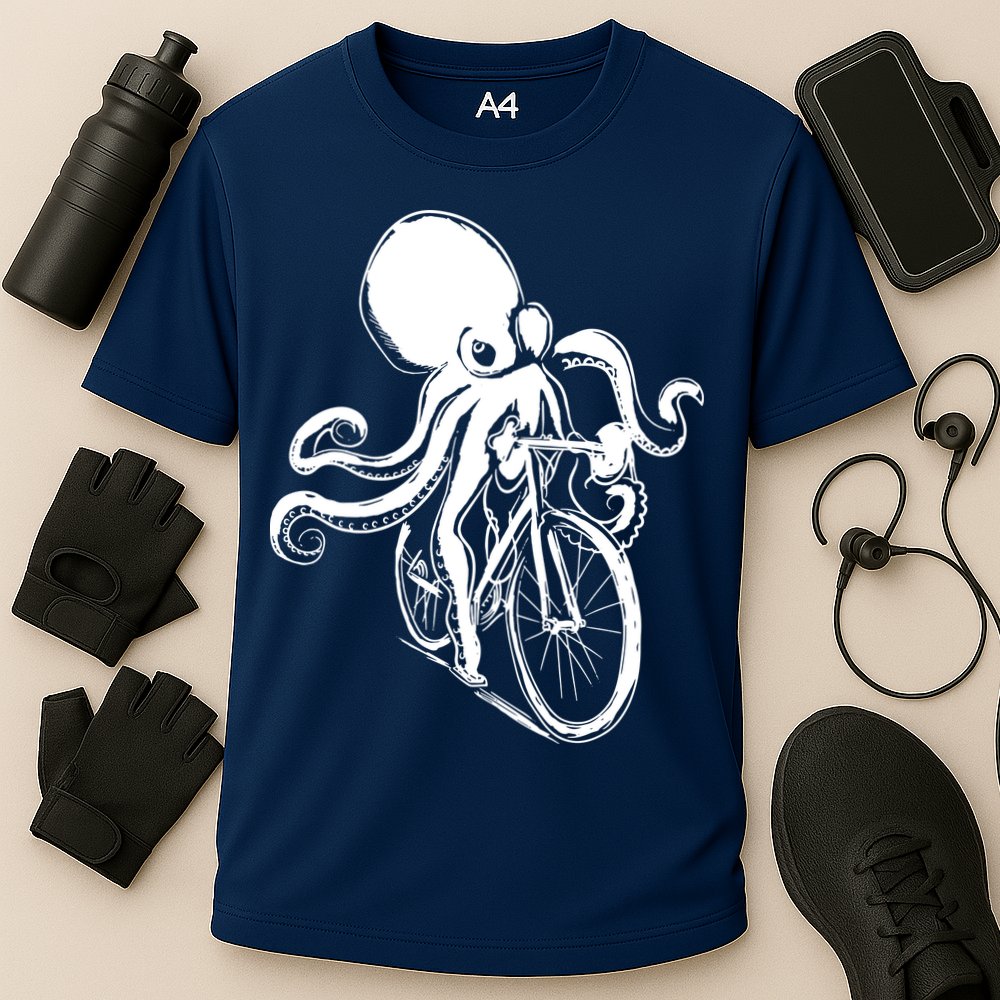 Bicycle Octopus Art Cyclist Cooling Performance Crew T-Shirt