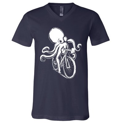 Bicycle Octopus Art Cyclist V-Neck T-Shirt