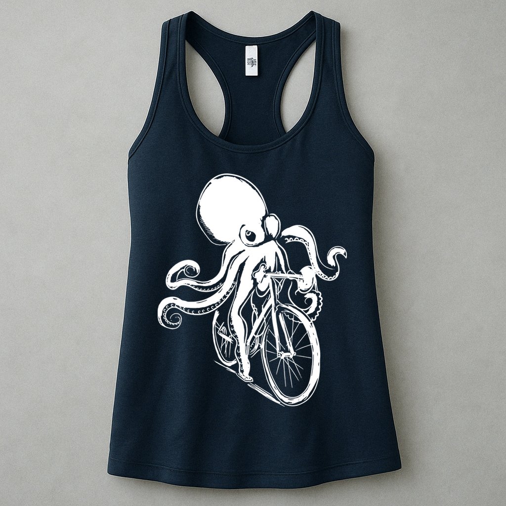 Bicycle Octopus Art Cyclist Womens Tank Top