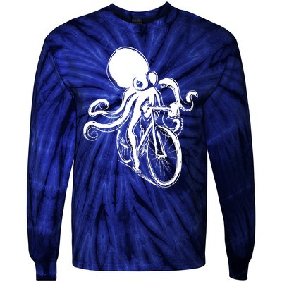 Bicycle Octopus Art Cyclist Tie-Dye Long Sleeve Shirt