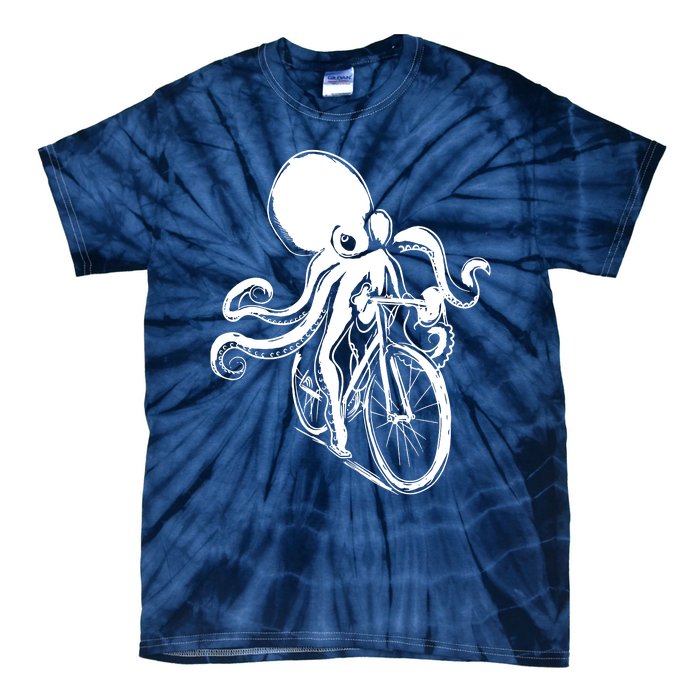 Bicycle Octopus Art Cyclist Tie-Dye T-Shirt