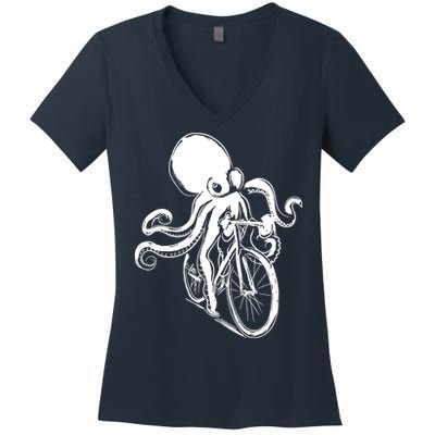 Bicycle Octopus Art Cyclist Women's V-Neck T-Shirt