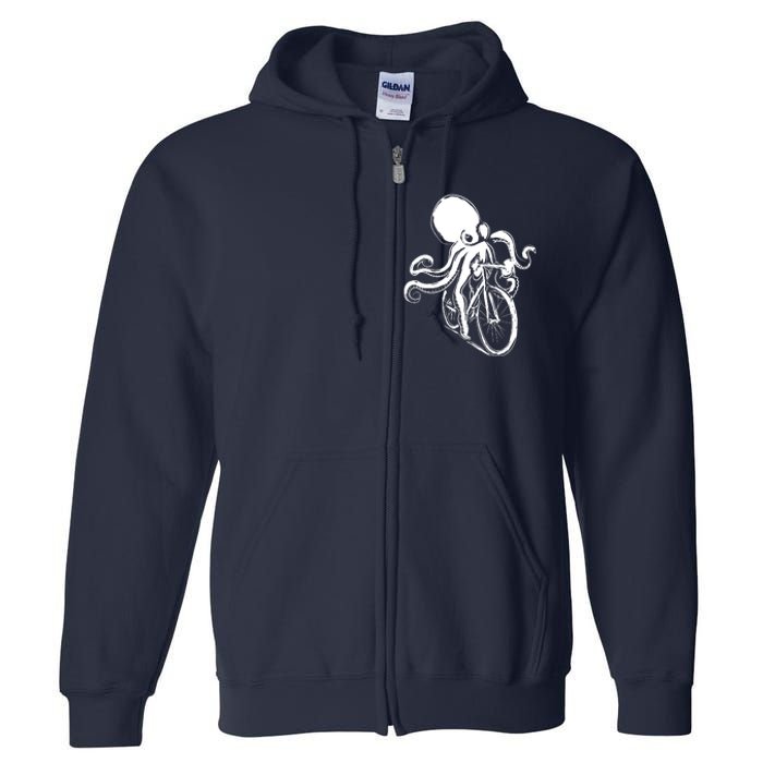 Bicycle Octopus Art Cyclist Full Zip Hoodie