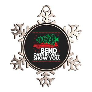 Bend Over And ILl Show You Christmas Couple Matching Family Metallic Star Ornament