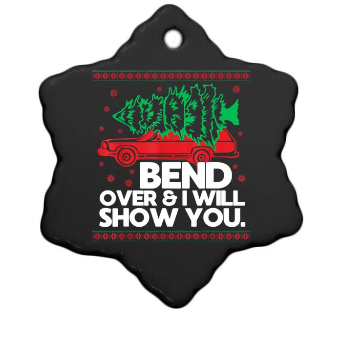 Bend Over And ILl Show You Christmas Couple Matching Family Ceramic Star Ornament